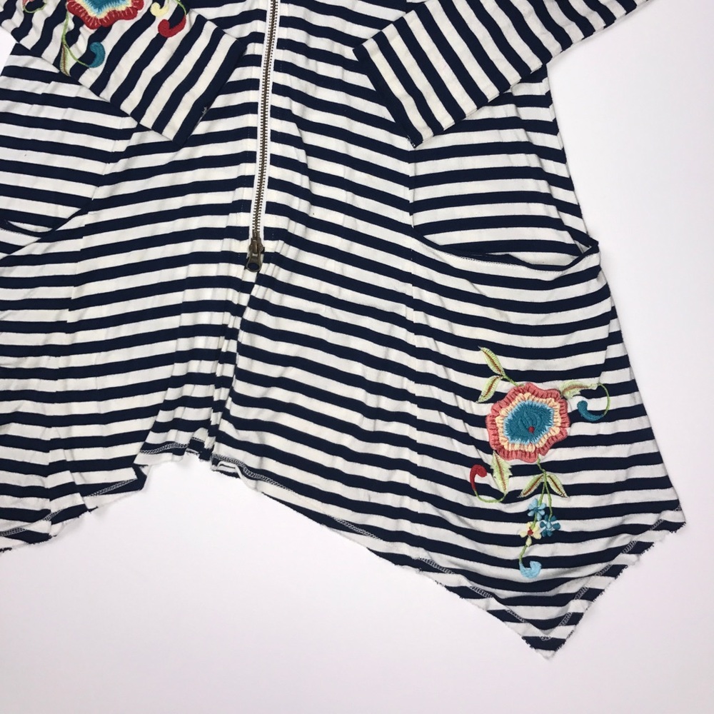 Soft Surroundings Striped Embroidered Jacket. - Picture 3 of 8