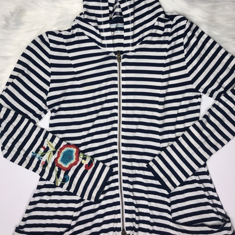 Soft Surroundings Striped Embroidered Jacket. - Picture 5 of 8