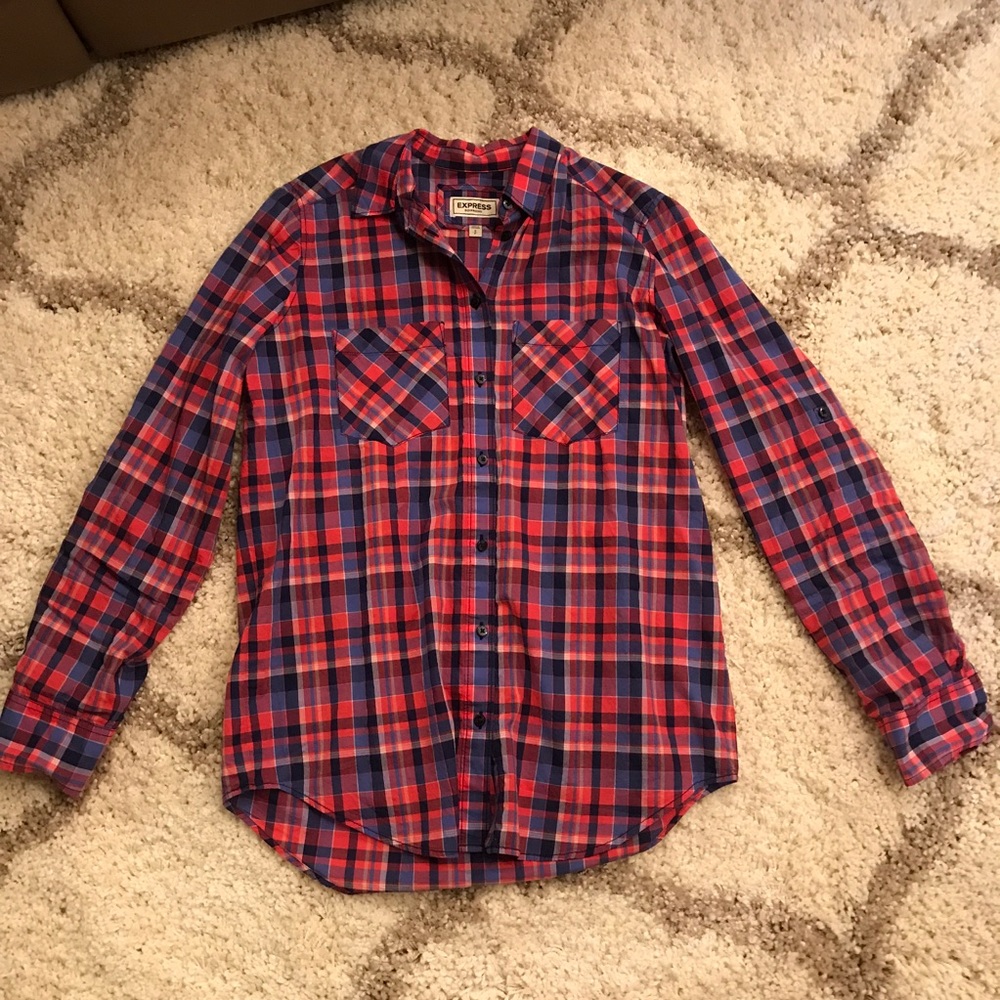 Express plaid boyfriend shirt