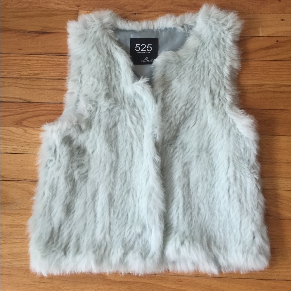 525America Ice blue rabbit vest