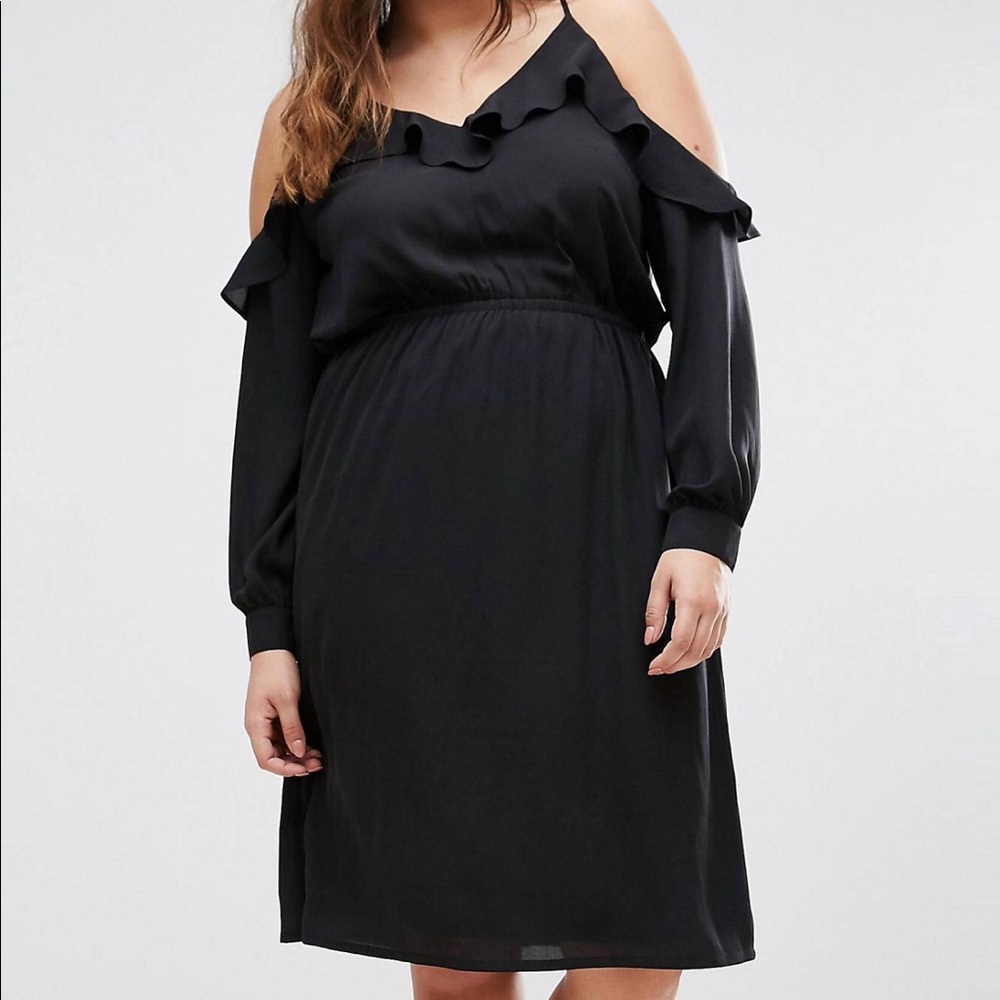 Black cold shoulder dress