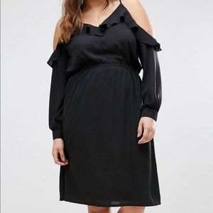 Black cold shoulder dress