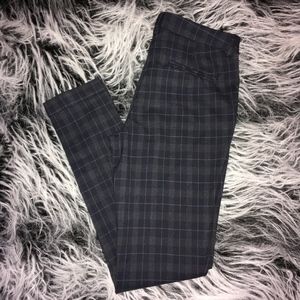 British Khaki Gray/Blue Plaid Skinny Trousers