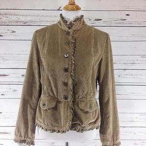 {J. JILL} Corduroy Jacket With Velvet Ruffle Trim {J. JILL} Corduroy Jacket With Velvet Ruffle Trim