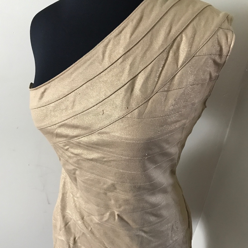 Gold One Shoulder Bodycon Mini Dress