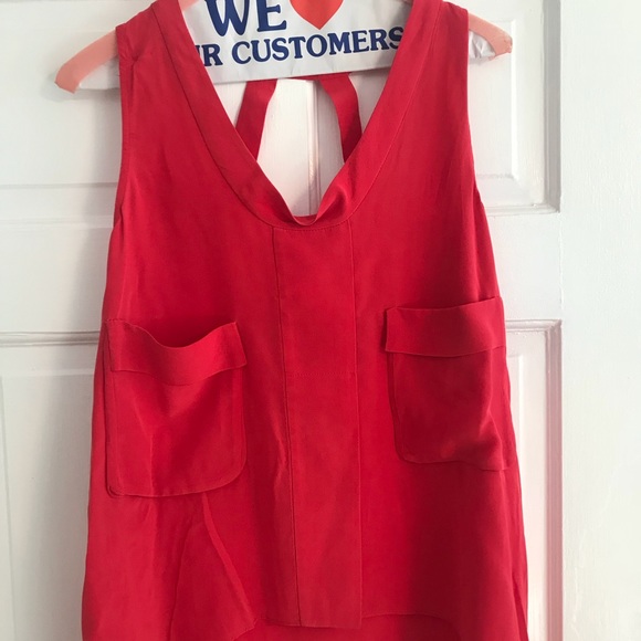 Red silk bcbg top. Worn once. - Picture 1 of 3
