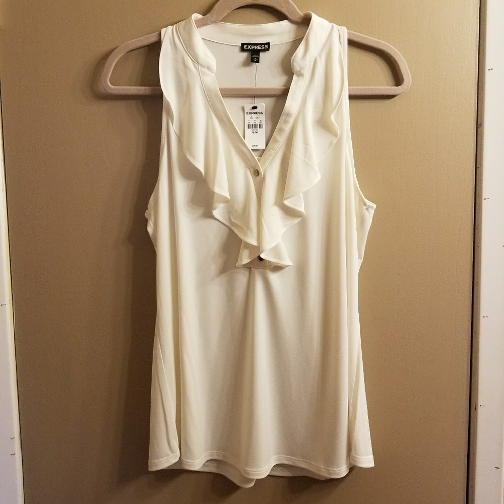 NWT Cream Ruffle Express Top