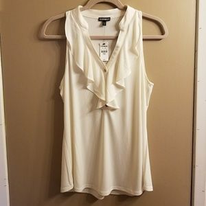 NWT Cream Ruffle Express Top