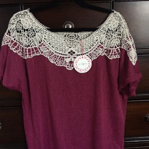 Umgee Large Magenta Crochet Blouse