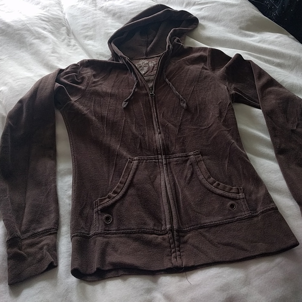 Velour fitted zip-up hoodie