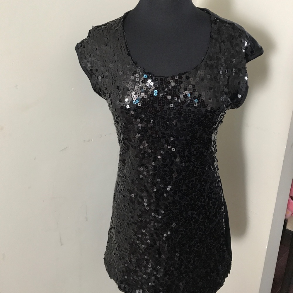 Black Sequin Sleeveless Top