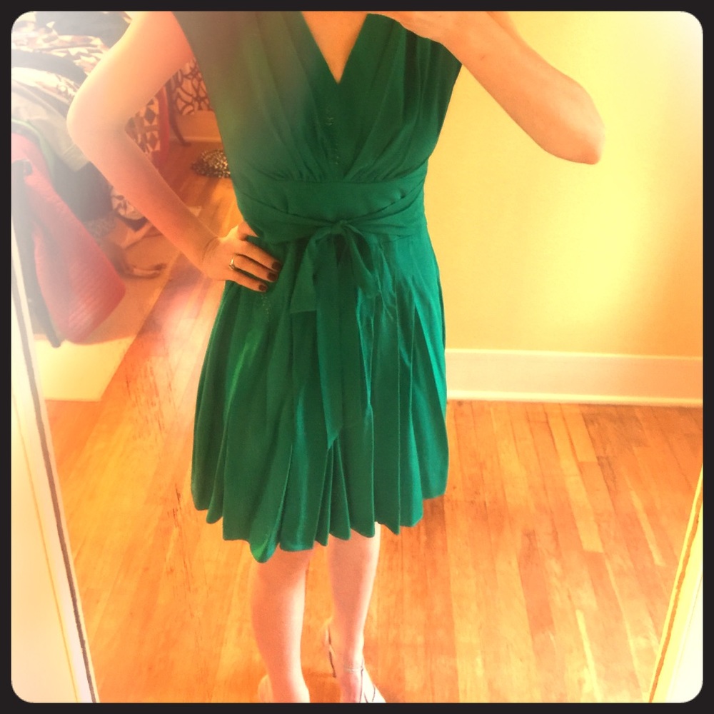 Green Satin Dress from Anthropologie