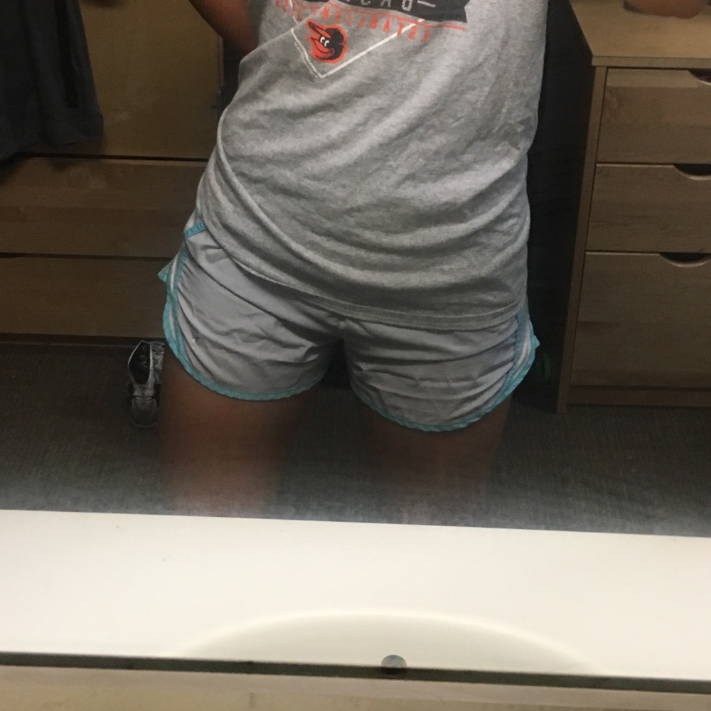 Light grey and blue shorts!