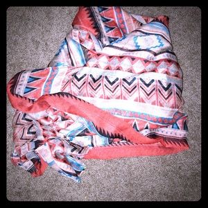 Multi-colored tribal print scarf