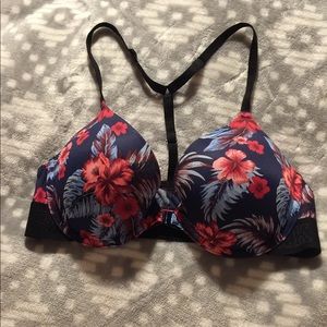 PINK floral hibiscus bra🌺 clasp in front & t-back