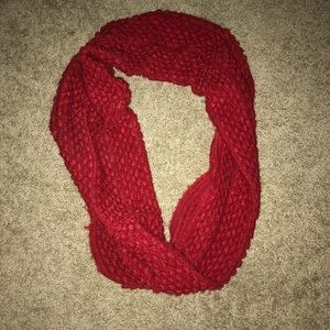 Simple red infinity scarf