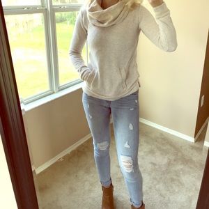 J Crew XXS Cowl Neck Sweatshirt Cream