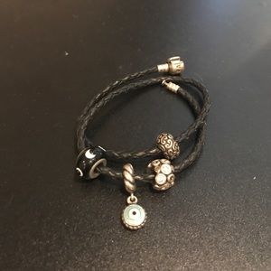 PANDORA WRAP BRACELET WITH CHARMS