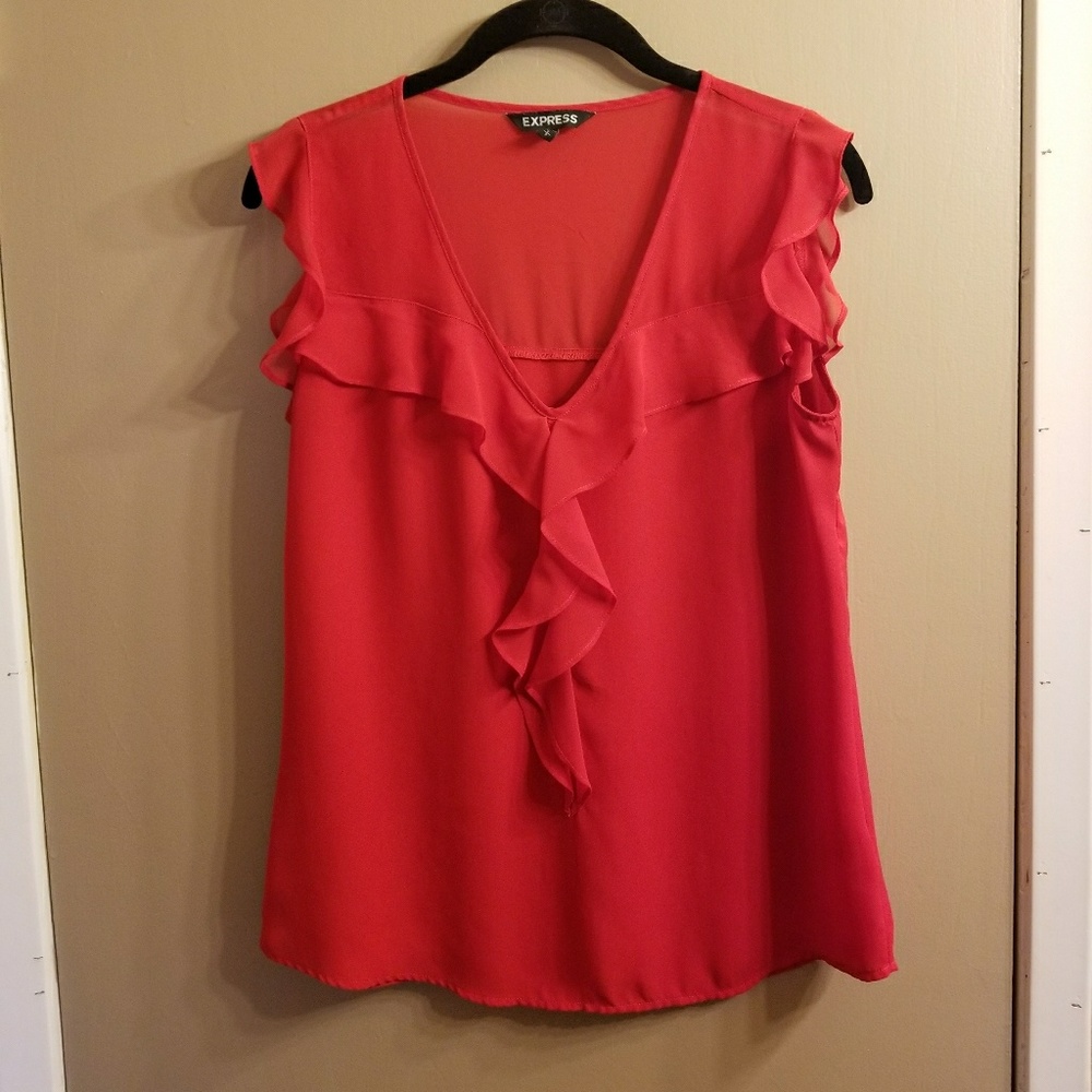 Red Express Ruffle Top