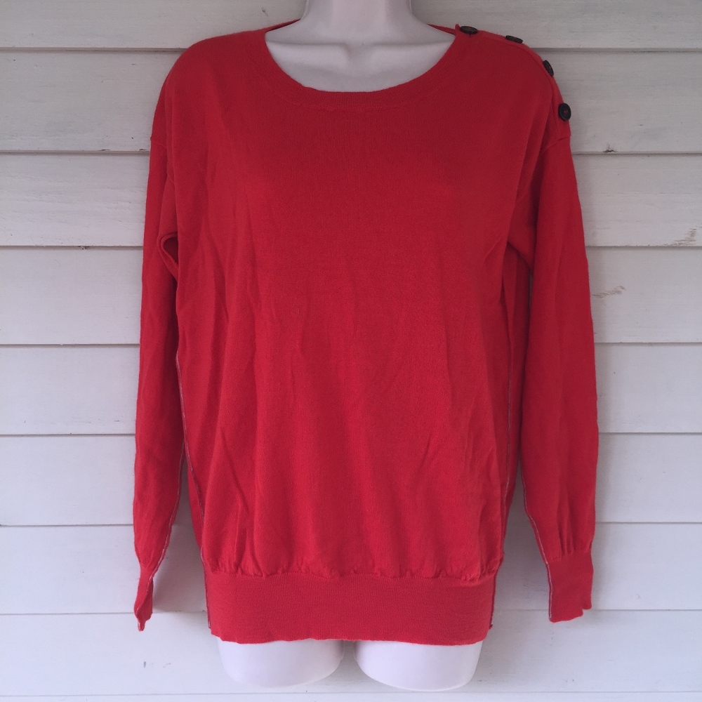 Wallace Bright Red Reverse Seam/Button Sh.Sweater - image 2