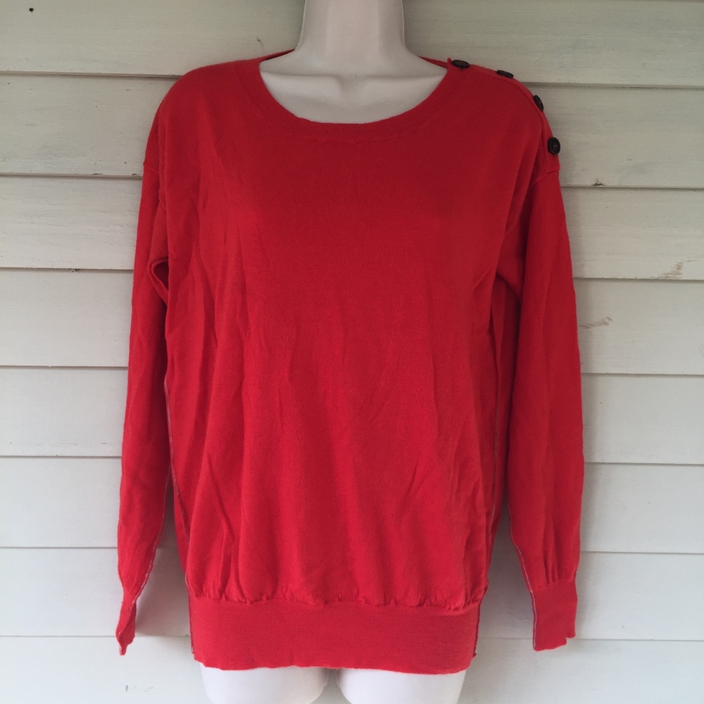 Wallace Bright Red Reverse Seam/Button Sh.Sweater - image 1