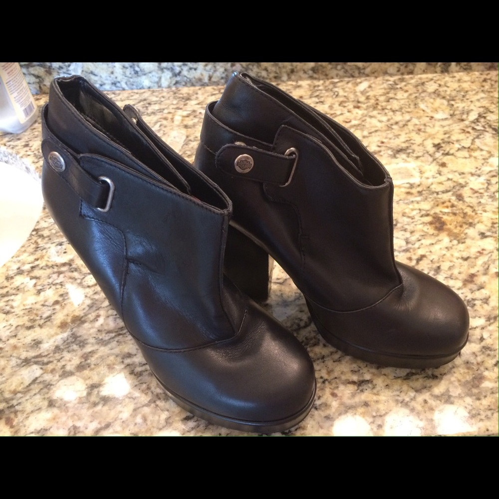 Harley Davidson platform ankle boots 7 Blk