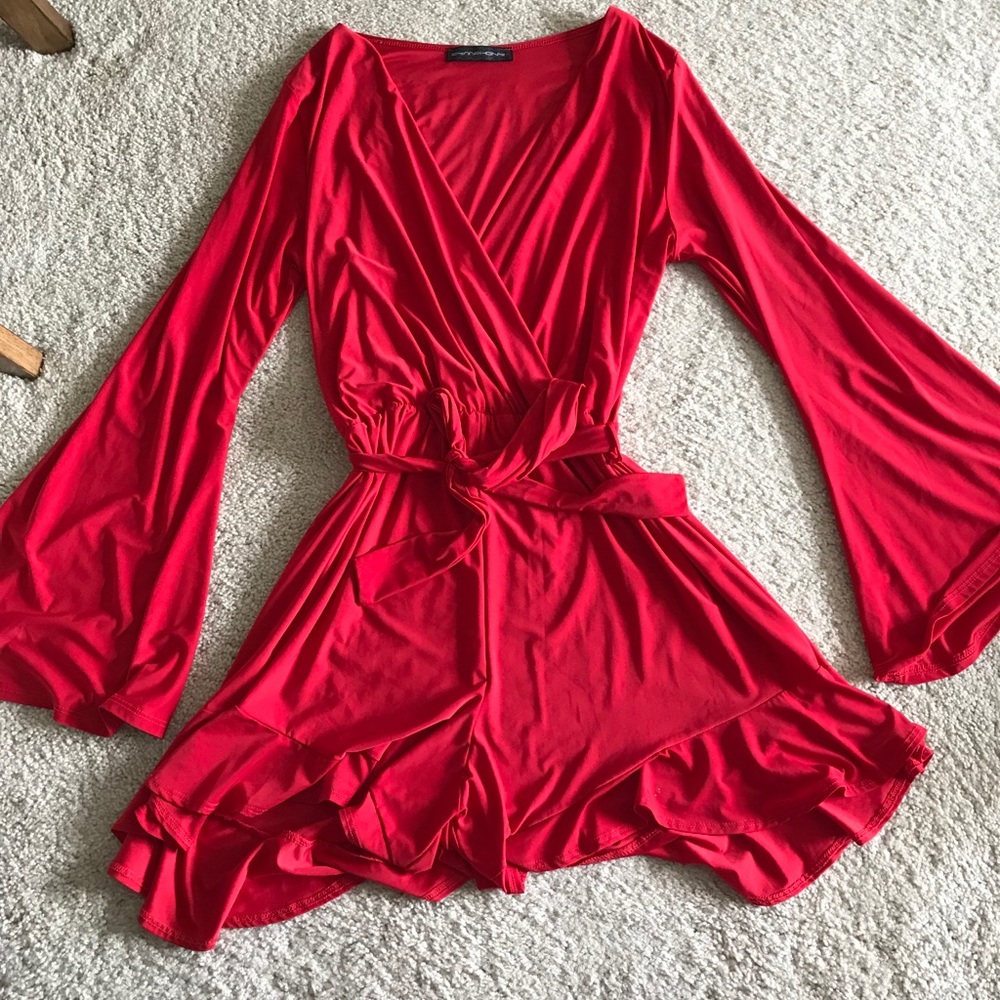 Red low cut romper- plus
