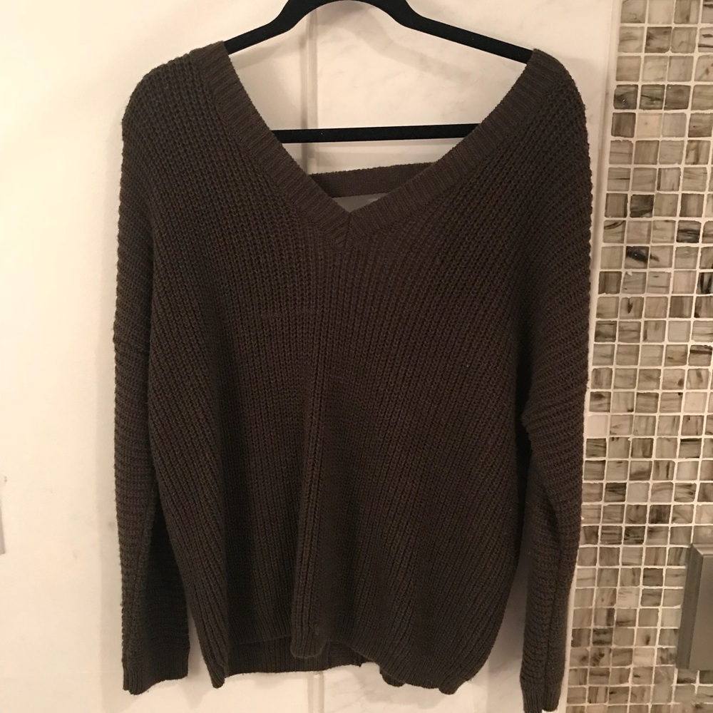 Forever21 olive green sweater with open back
