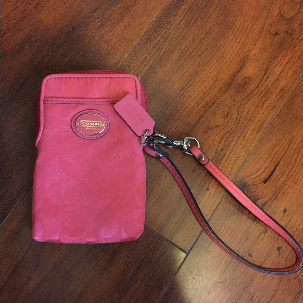 Coach Wristlet in Coral (Small)