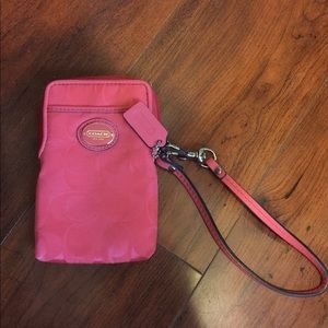 Coach Wristlet in Coral (Small)