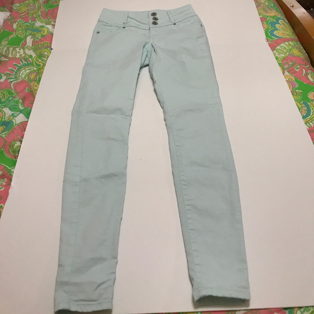 Mint blue spice high-rise jeans