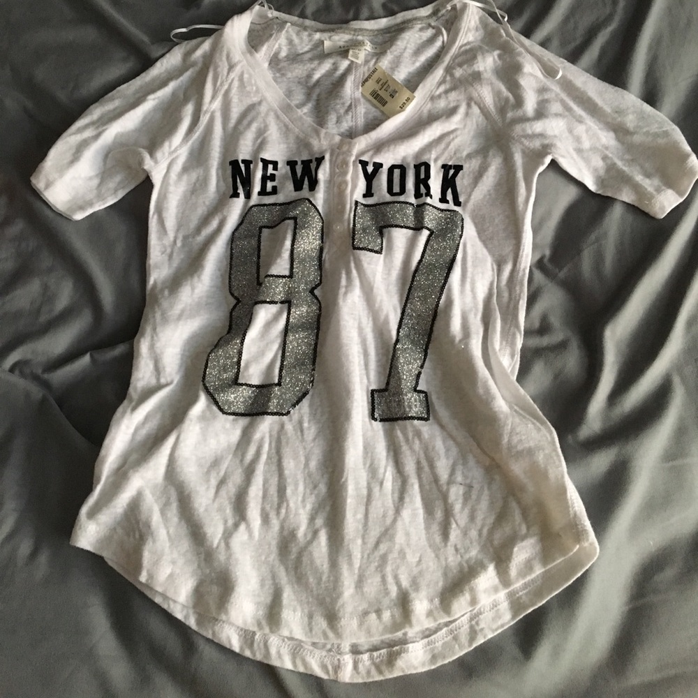 Aeropostale white and sparkly sport style shirt