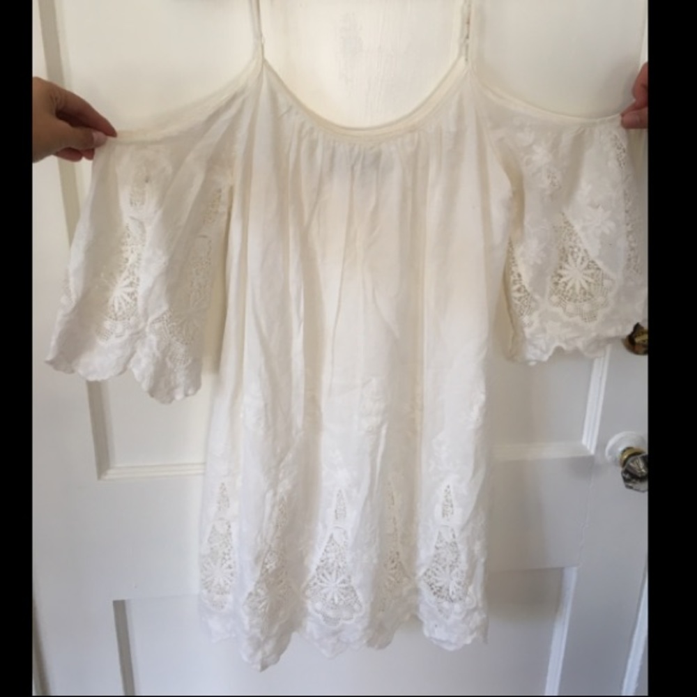 Lace cotton off-the-shoulder dress