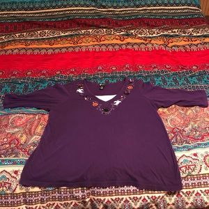 Halloween embellished purple cotton dress shirt 2X