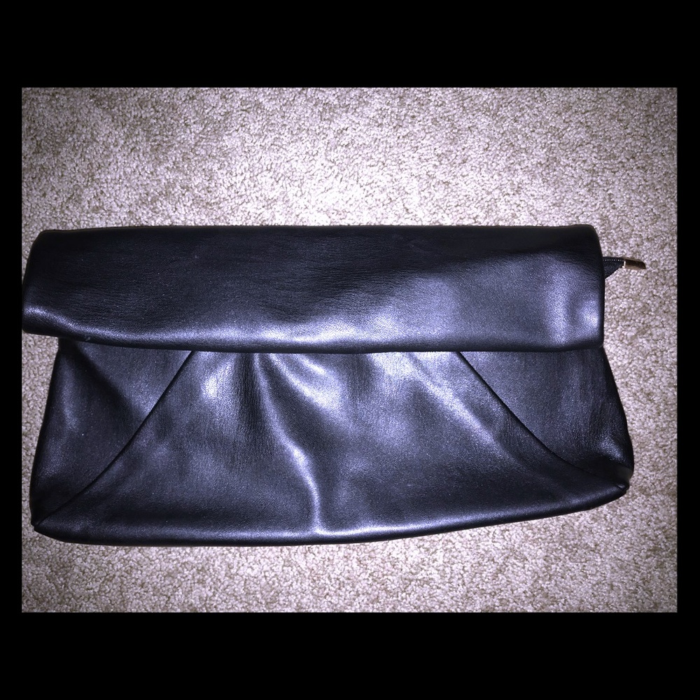 Simple black fold over clutch
