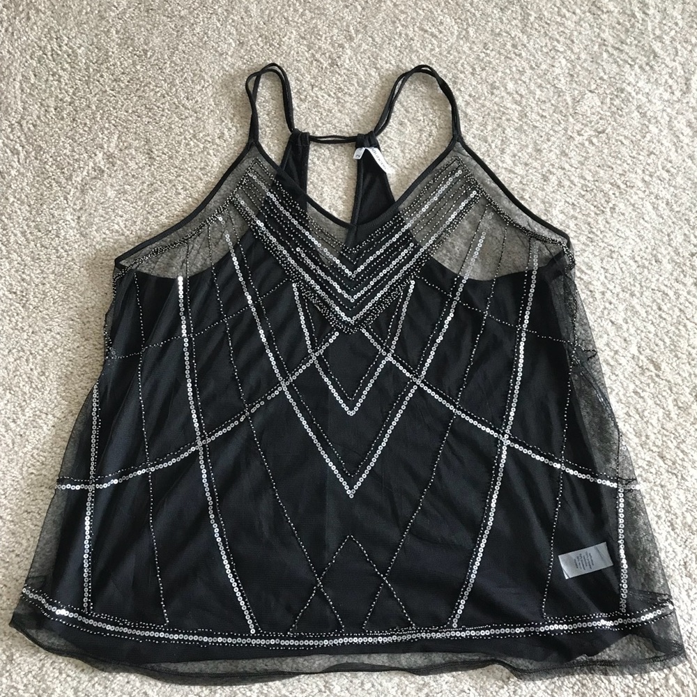 Black beaded racer back tank