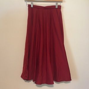 Vintage red high waisted midi circle skirt