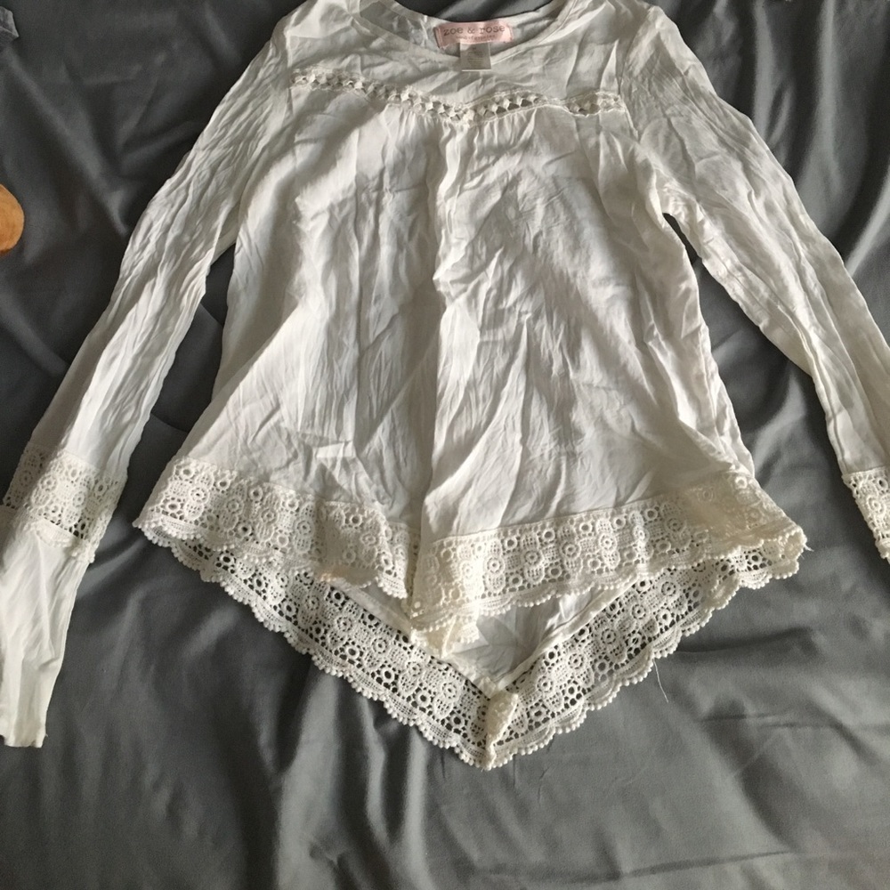 White flowy lace shirt