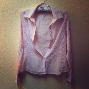 Light pink vintage button down top, size xs