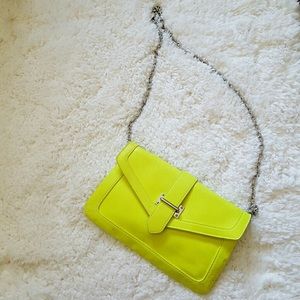 ALDO lime green clutch