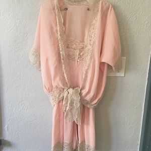 Vintage Sheer Pink Romper and Coverup Nightie