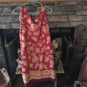 Ladies red and gold paisley sleeveless dress