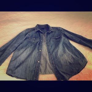 J. Crew chambray pearl snap shirt. Classic!