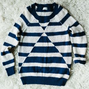 Madewell Wallace Navy White Stripe Knit Sweater