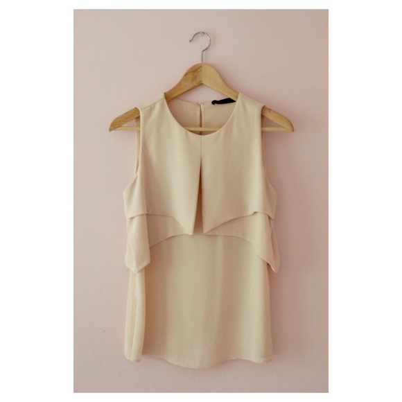 ZARA Layered Sleeveless Top in Cream | Size Small - Picture 1 of 7