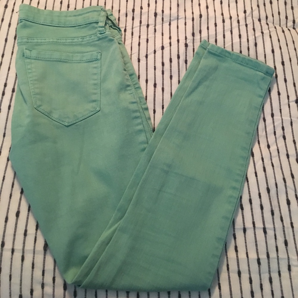 Mint green skinny jeans by Blank NYC