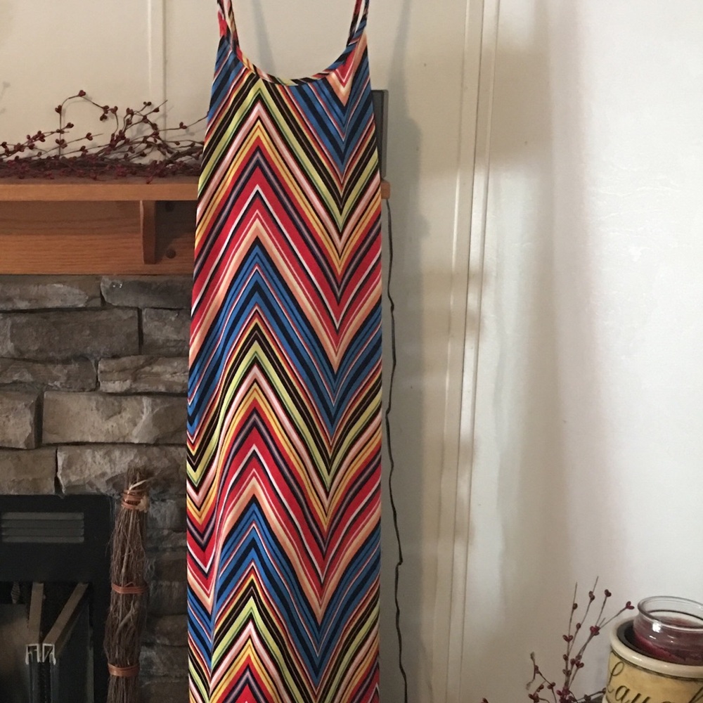 multicolored Maxi dress with cross-cross back