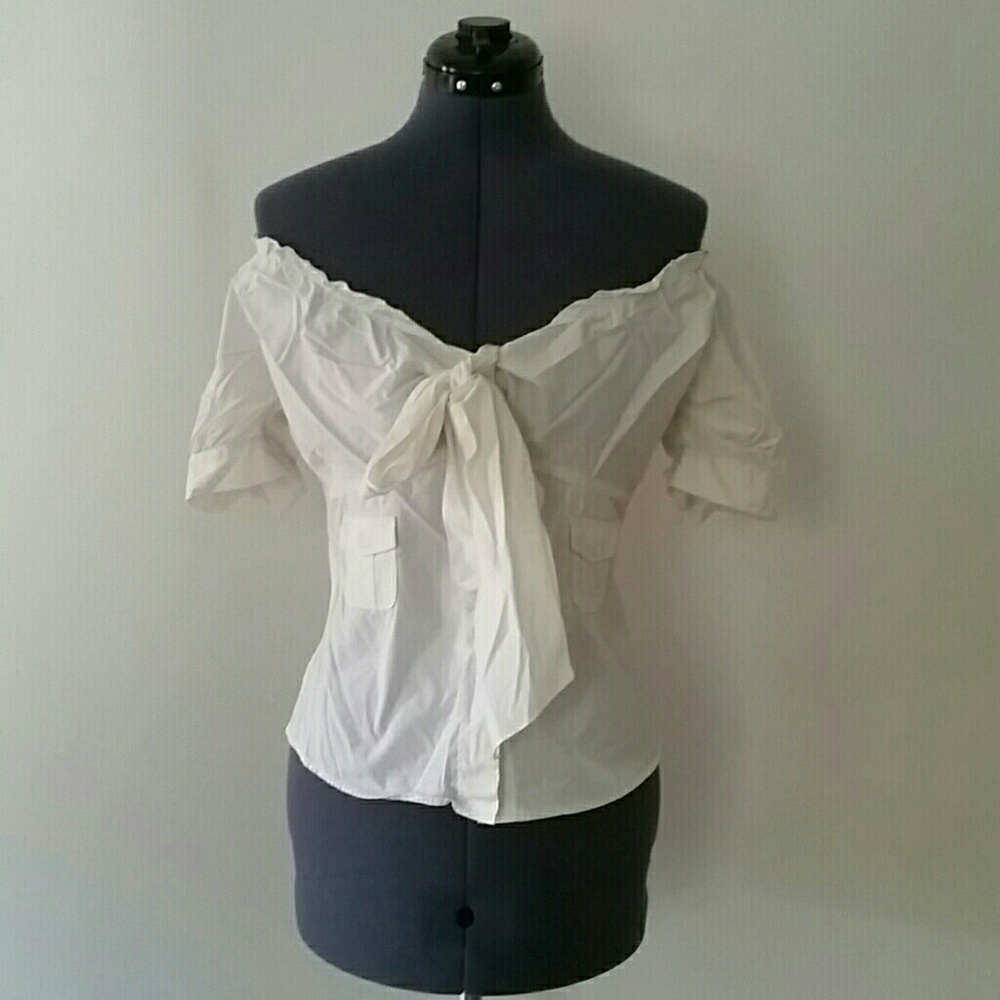 Anthropologie off shoulder white blouse