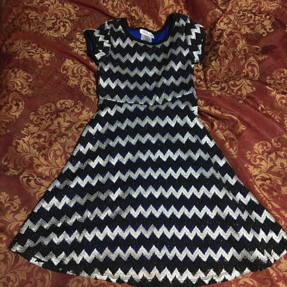 Girls black blue and silver dress