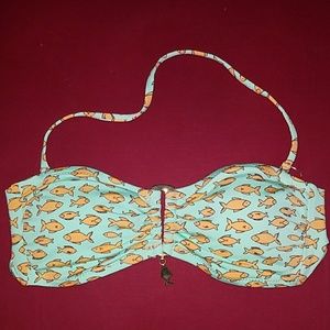 NWOT Cremieux Mint Goldfish Print Bandeau S